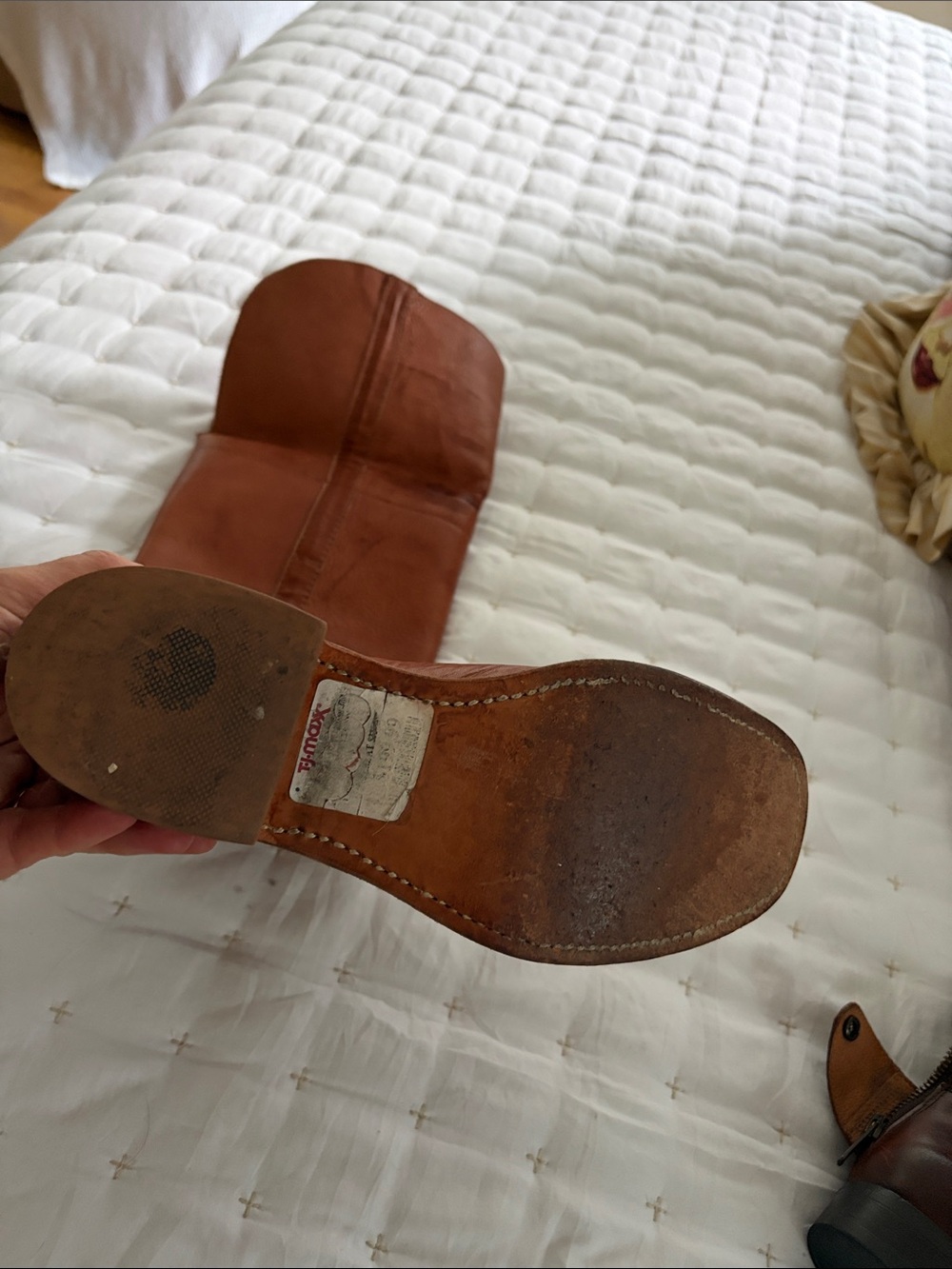 Frye Cognac Leather Mid-Calf Heeled Boots - Picture 3 of 9